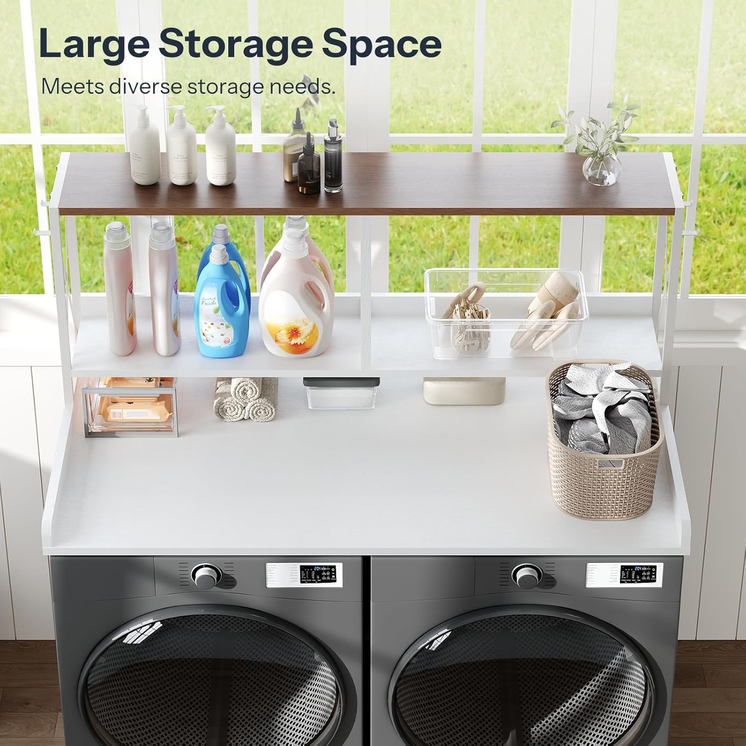 HOOBRO 3-Tier Washer Dryer Countertop with Shelf, 54