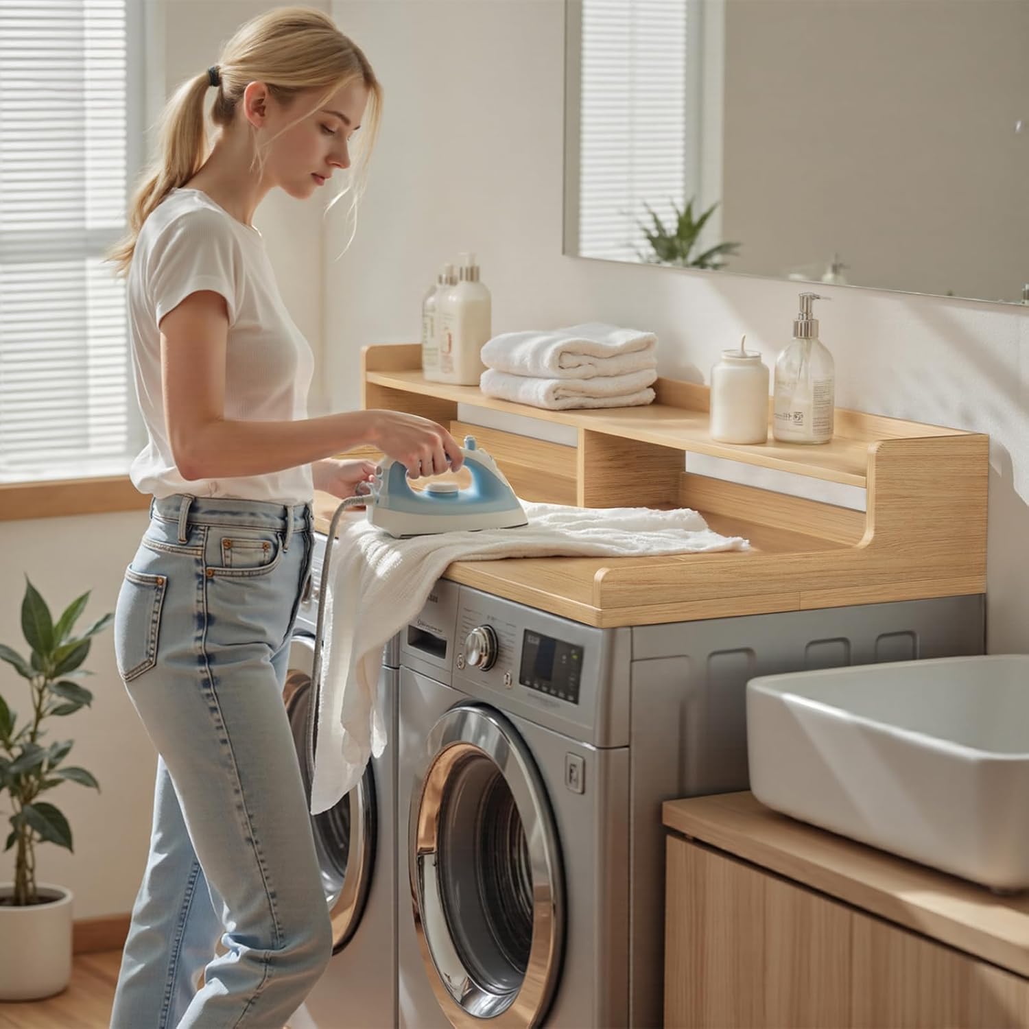 VOPEAK Washer and Dryer Countertop with Shelf, 2-Tier Washer Dryer Topper, 54