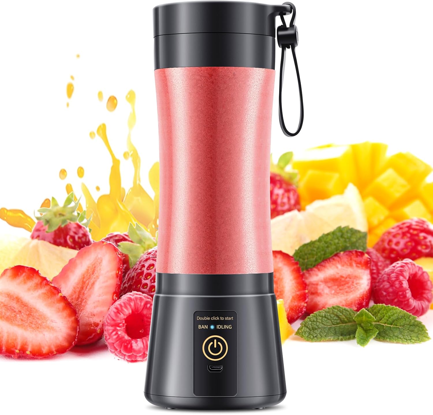 USB Rechargeable Portable Blender Make Shakes and Smoothies - Personal Size Mini Blender Freshly Squeezed, 380Ml BPA Free Travel Cup in Picnic/Office/Gym