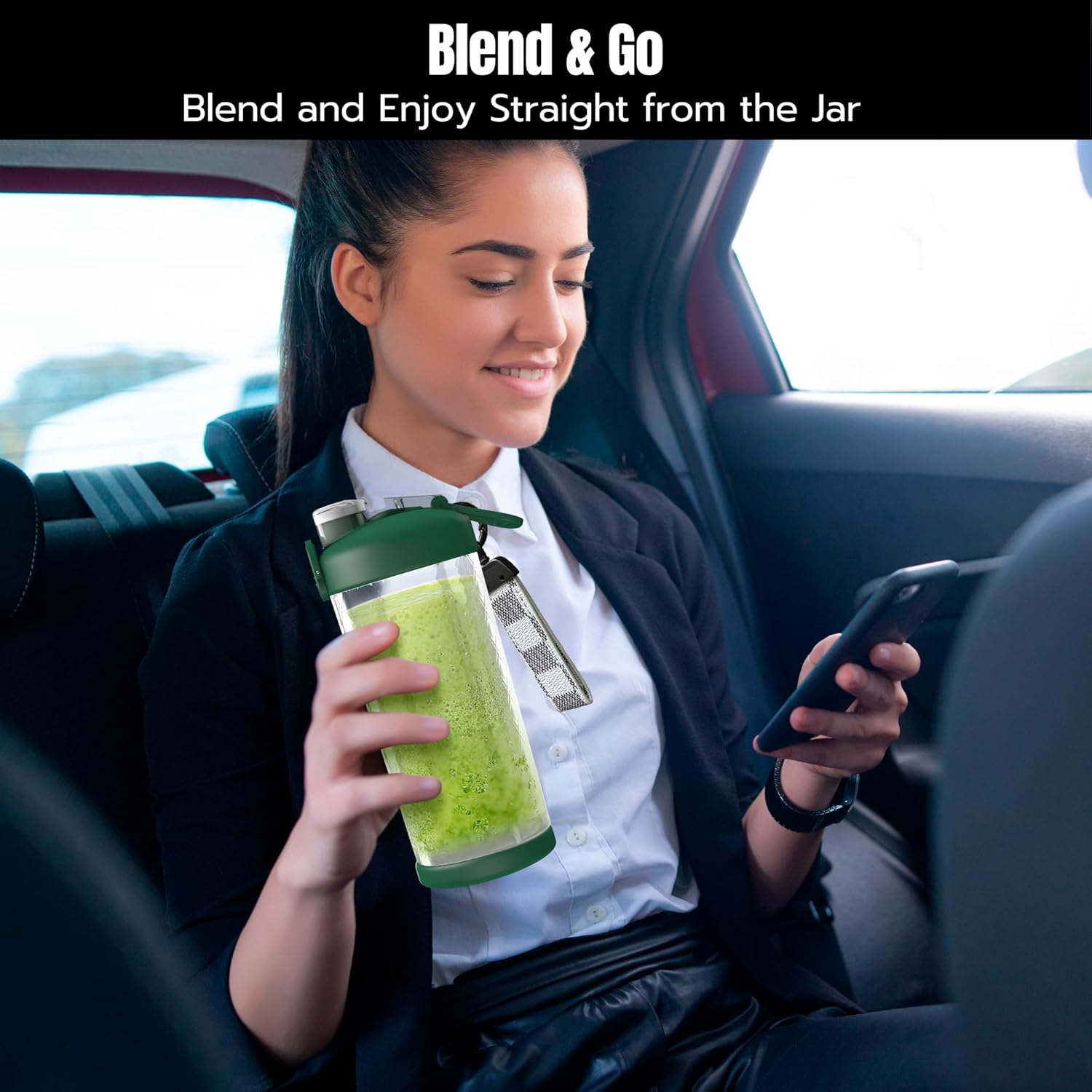 SSKAWorldwide Portable Blender - 21oz Smoothie Blender Rechargeable Small Blender with 6 Blades Personal Blender for Home Office Gym Sports and Travel (Green)