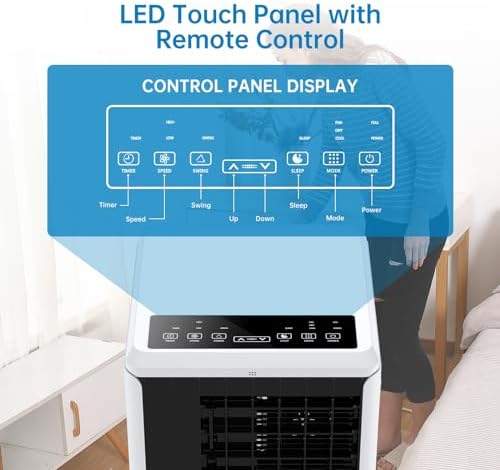 GarveeHome 8,000 BTU Portable Air Conditioner, Air Conditioners Cools Up to 350 Sq. Ft, 3 in-1 AC Unit with Cool/Fan/Dehumidifier Mode, Room Air Conditioner with Remote Control/Window Kit, Grey