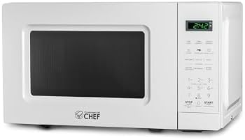COMMERCIAL CHEF 0.7 Cu Ft Microwave with 10 Power Levels, 700W Microwave with Digital Display, Countertop Microwave with Child Safety Door Lock, Programmable with Push Button, White