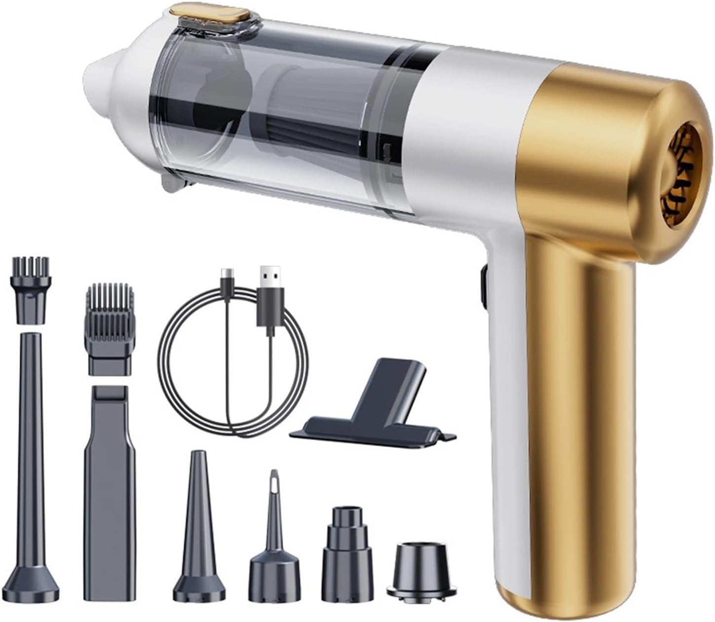 Mini Vacuum, Car Mounted Wireless Vacuum Cleaner with Integrated Blowing and Suction, Deep Cleaning, Blowing, Filling, and Suction 4-in-1,for Drivers and Office Workers(Yellow)