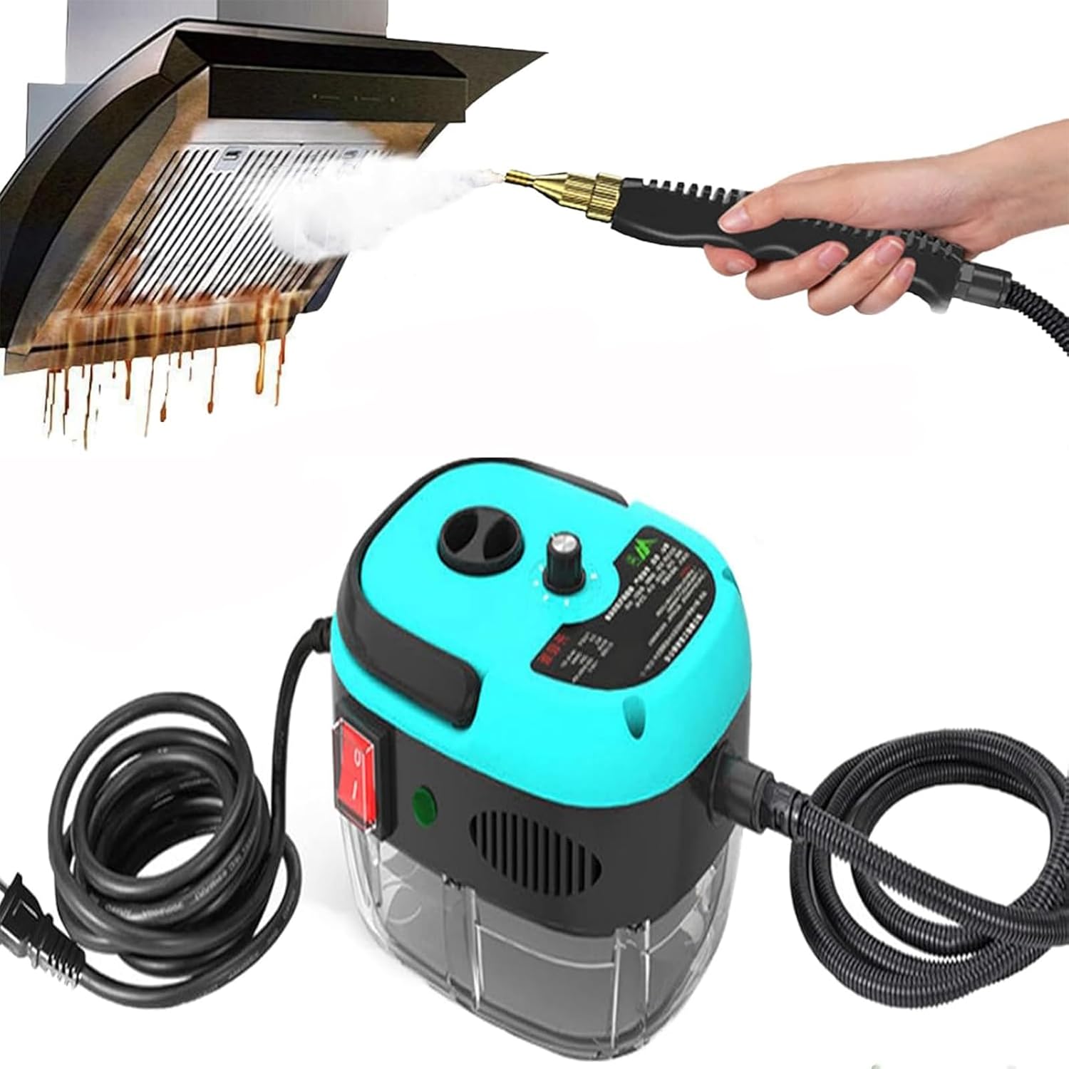 Muntuni 2500W Furniture Steam Cleaner, 2500w Handheld High Temperature Pressurized Steam Cleaner, Car Steam Cleaner, Furniture Steam Cleaner, for Floors, Cars, Kitchens, Bathrooms (蓝色)