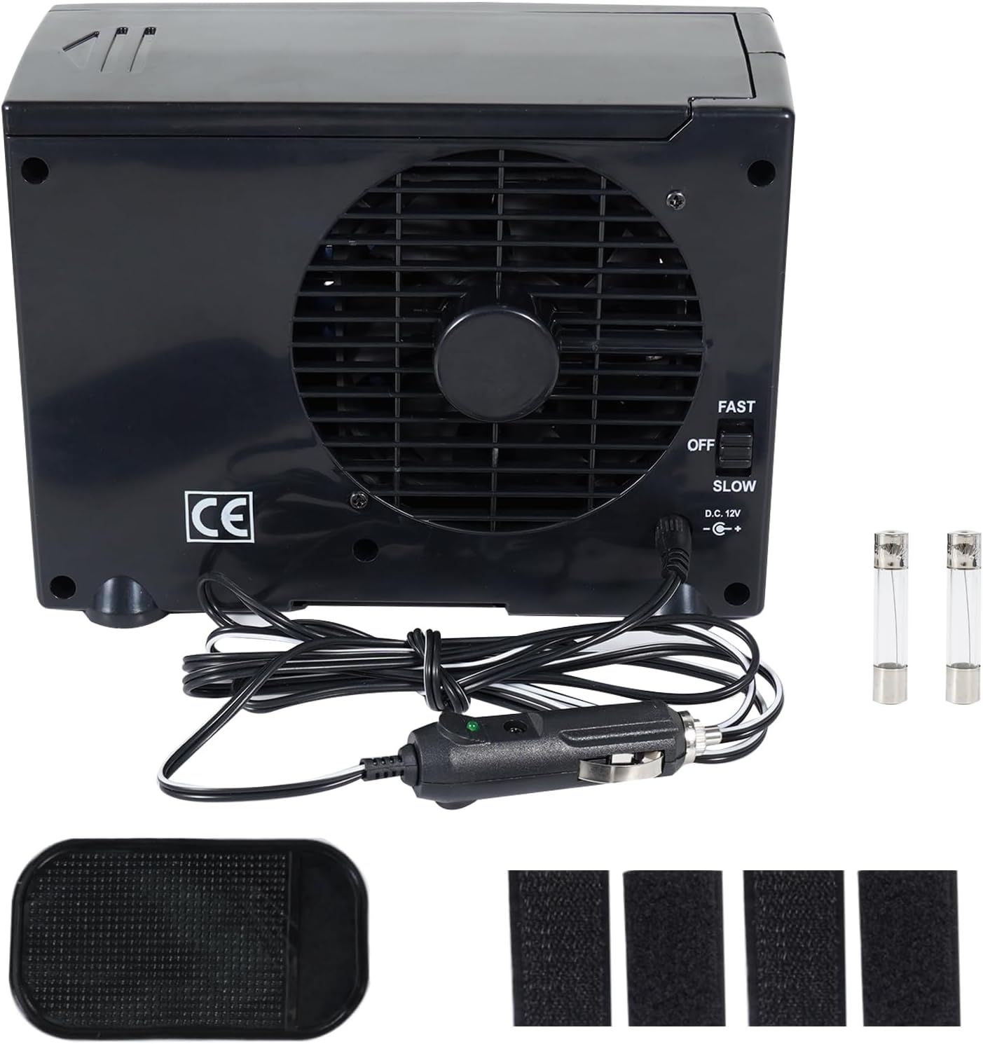 Unifizz 12V Portable Mini Car Air Conditioner Cooler Fan Evaporative Cooling Water Ice Universal Personal Black