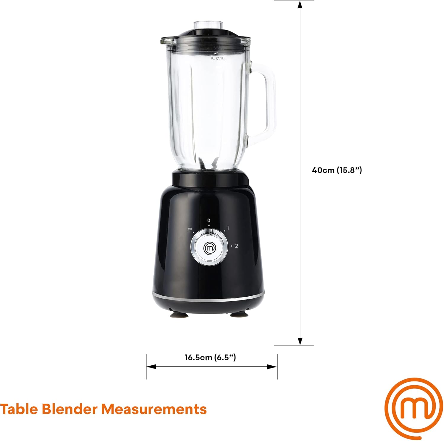 MasterChef Glass Blender for Shakes and Smoothies, Milkshake Maker, Frozen Drink & Margarita Machine, For Fruit Juice with Ice, Soup, Sauces, Food Puree etc, Stainless Steel Blades, 33oz, 400w, Black