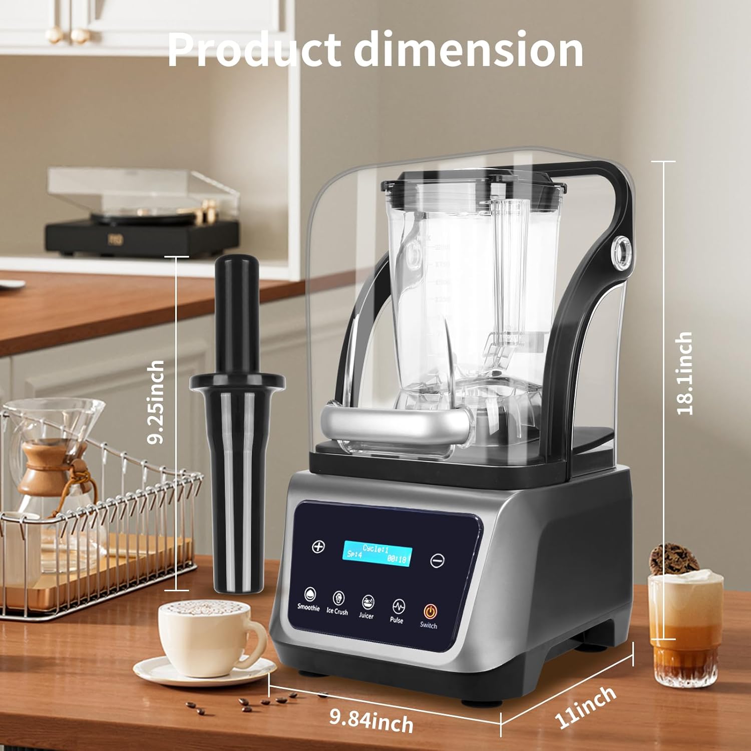 Commercial Blender with Soundproof Shield, 4 Pre-Programmed blender, 70 Oz Quiet Professional Blenders, Heavy Duty Blender with Strong and Professional-Grade Power, Self-Cleaning,2200W