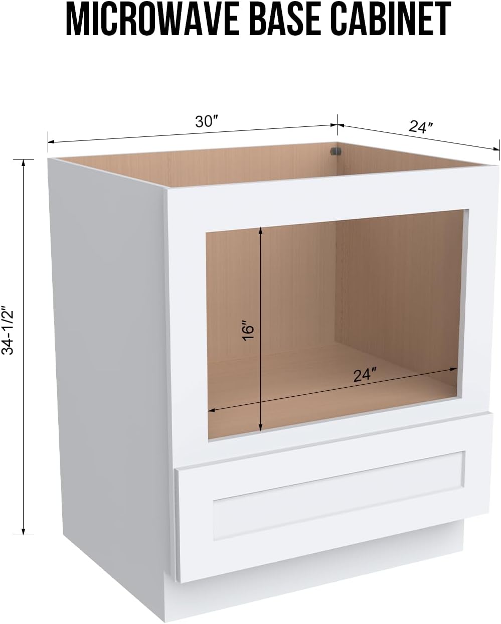 Microwave Base Cabinet – Solid Wood Shaker Style Kitchen Storage Base Unit with Drawer & Soft-Close Doors, RTA Pantry Cupboard for Dining Room, Coffee Bar 30