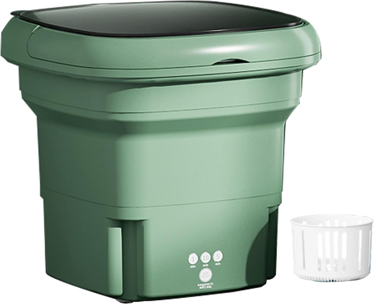 THAMBA 3 L Small Portable Mini Folding Washing Machine, Travel, Work Out, Camping, Apartment Necessities, Washable Socks, Small Laundry (Color : Green+Blue Light)