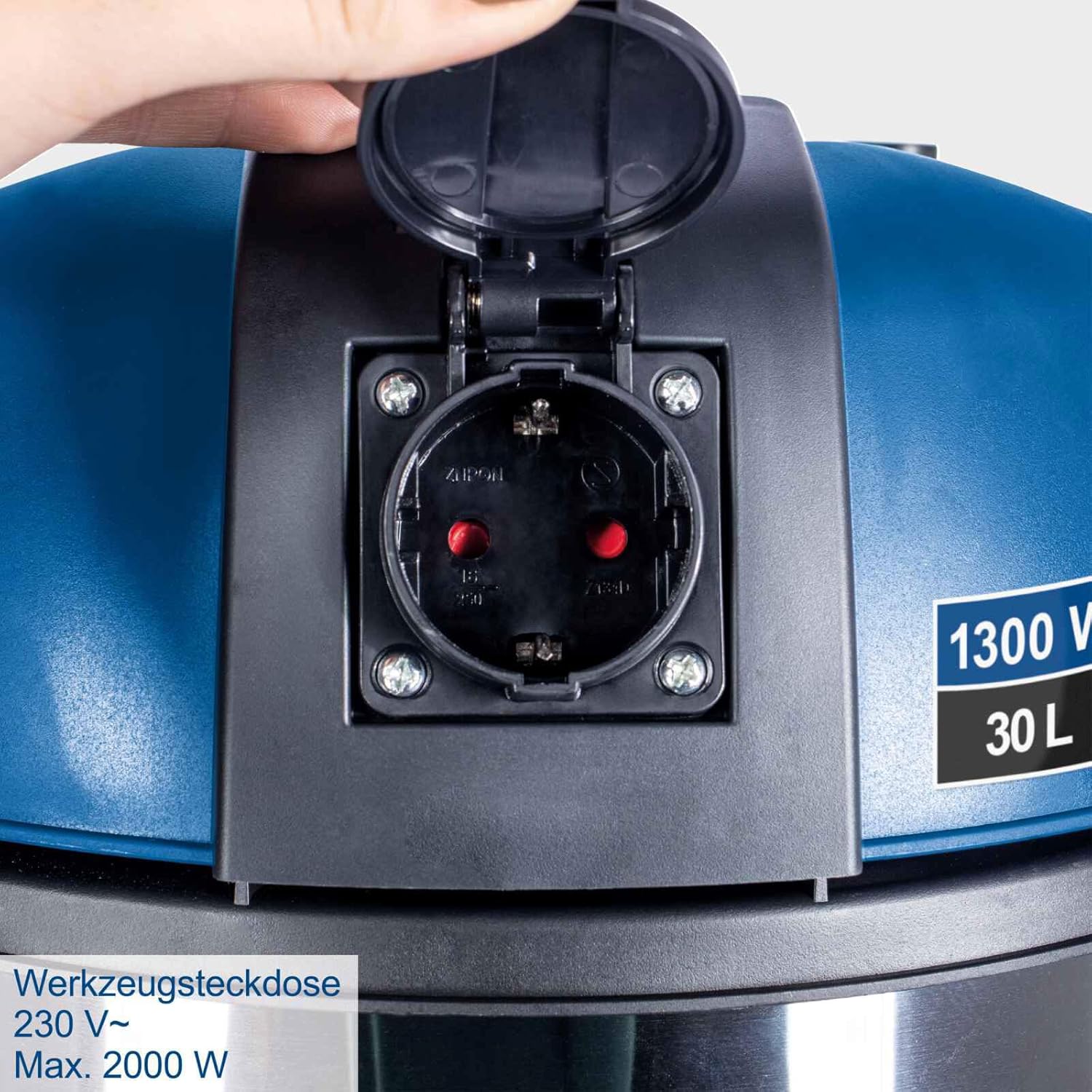 Scheppach NTS30 Wet and Dry Vacuum Cleaner. Comprehensive accessories - 1300 W | 30 L Stainless Steel Container | Exhaust function