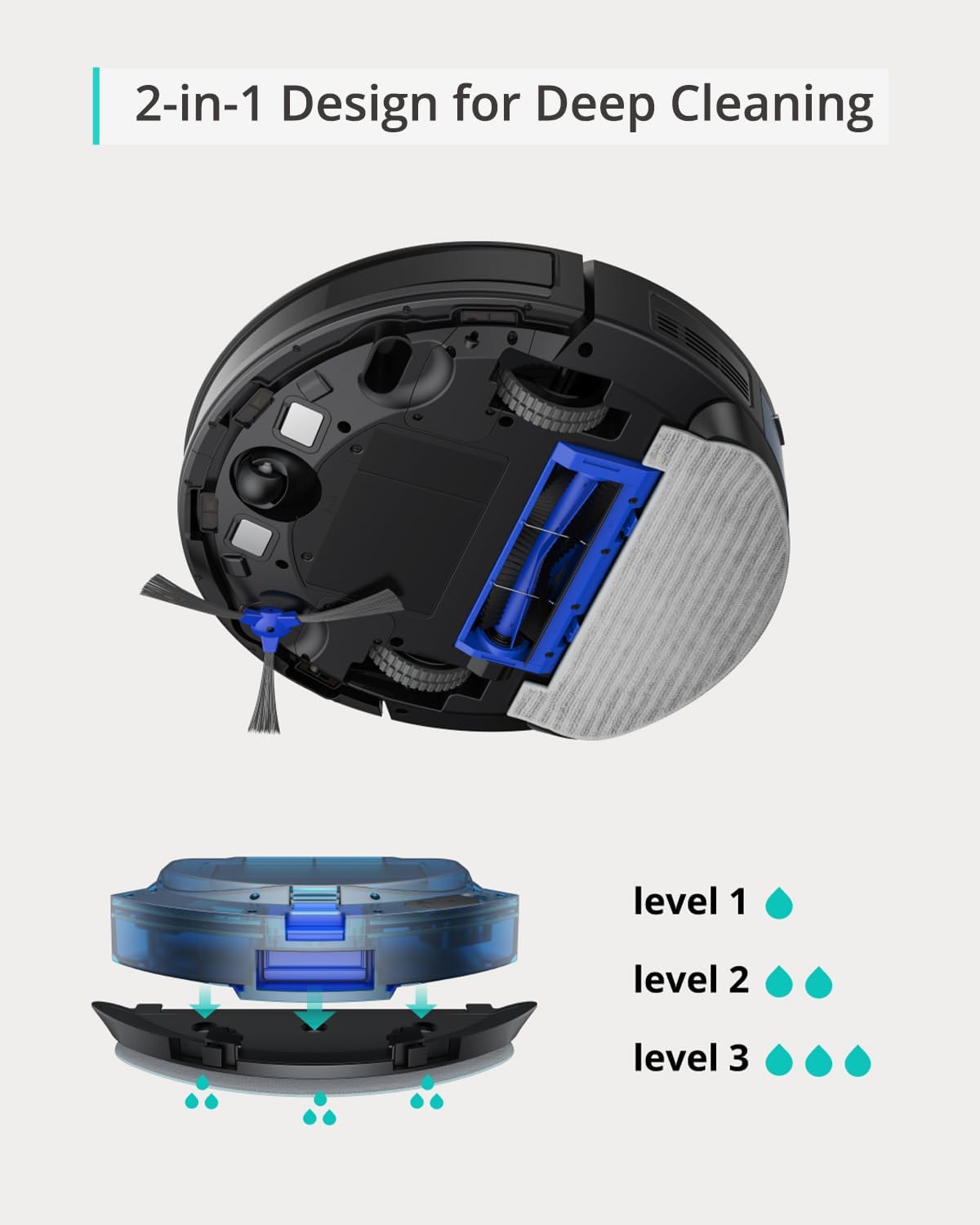 eufy Like-New RoboVac G30 Hybrid SES, 2-in-1 Sweep and mop, Self-Emptying Robot Vacuum, Dynamic Navigation, Allergy Care, 2000 Pa Strong Suction, Wi-Fi, Carpets and Hard Floors (Renewed)