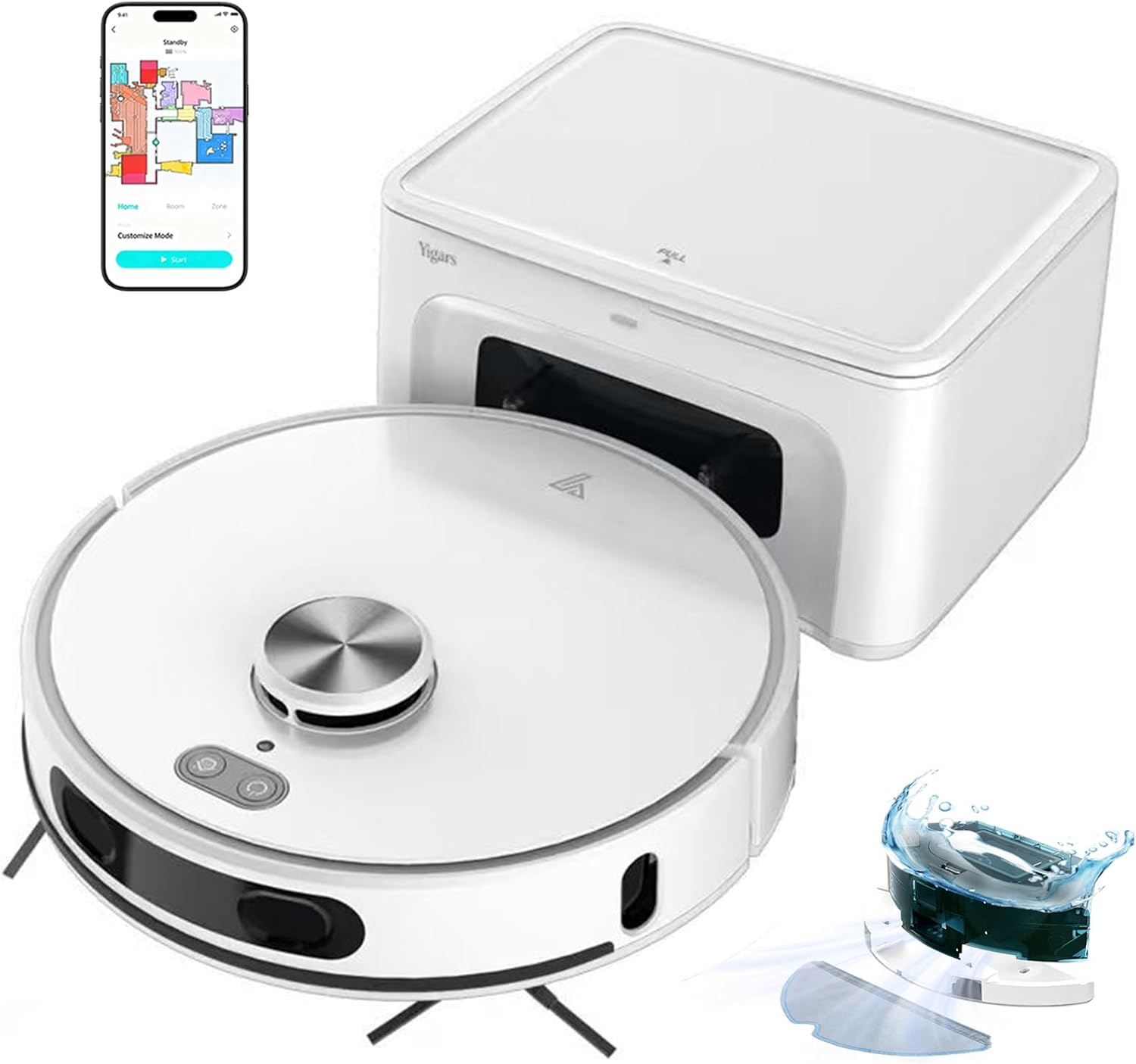 Robot Vacuum and Mop Self-Emptying Up to 8000Pa Robot Vacuum 60-Day Hands-Free Cleaning 220 Min Runtime LiDAR Navigation, Home Mapping, Ideal for Pet Hair, Hard Floors, Carpet-White