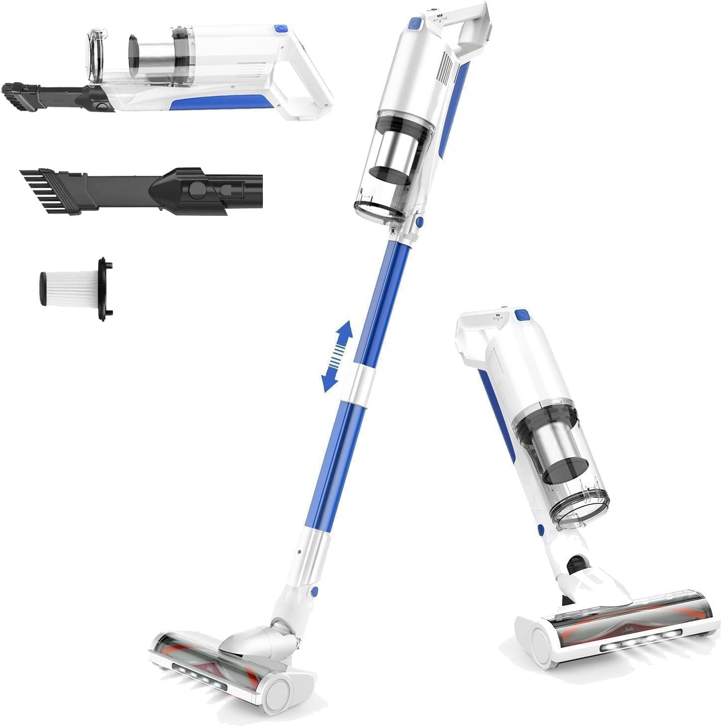 whall Cordless Vacuum Cleaner, Lightweight Stick Vacuum with 55mins Runtime, Powerful Suction, Rechargeable Cordless Vacuum for Carpet, Tile, Pet Hair, Hardwood Floors,Brushless Motor.White