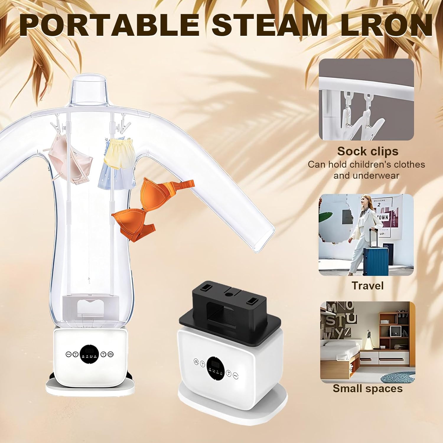 Portable Automatic Ironing Machine,1250W Wireless Vertical Steam Iron with Four Internal Sock Clips,Clothes Drying Rack & Hanging Garment Steamer for Clothes and Fabric A