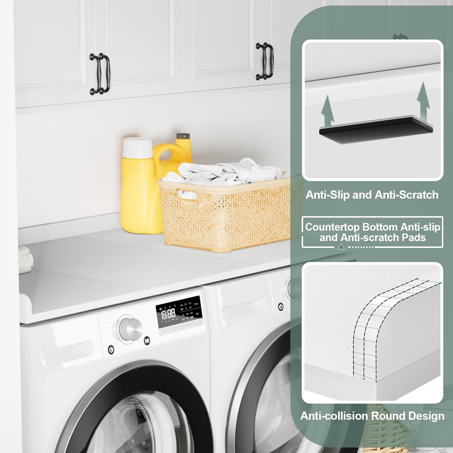 Ulif Washer Dryer Countertop, Washer and Dryer Countertop Table with Non-Slip Pads for Laundry Organization, 27.5