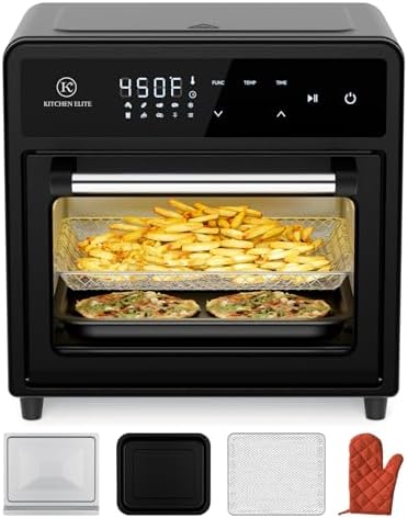 Kitchen Elite Air Fryer Toaster Oven Combo, 12.6 QT Stainless Steel Airfryer 10 in 1, Convection Oven Countertop 450°F, Non-Toxic for Bake, Roast, Reheat, Broiler, Dehydrate with Digital Touch Screen