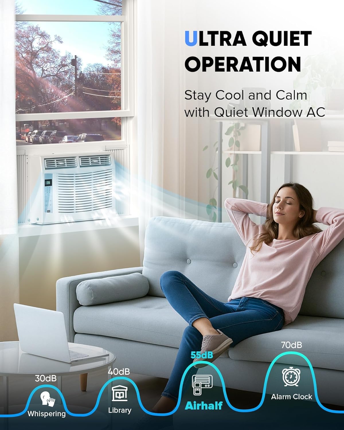 6000 BTU Window Air Conditioner with WiFi, Cools up to 250 Sq. Ft., Energy Saving Window AC Unit with Remote & App Control & Timer Function & Easy Install Kit, Perfect for Small Bedroom, Living Room