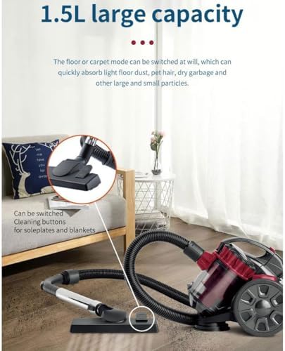 Hard Floor Cleaner Vacuum - 2600W Bagless Cylinder, 1.5L Capacity, 4-Stage HEPA Filter, Turbo Tool for Pet Hair, Dust and Dirt Removal. Efficient and Powerful Cleaning Solution.