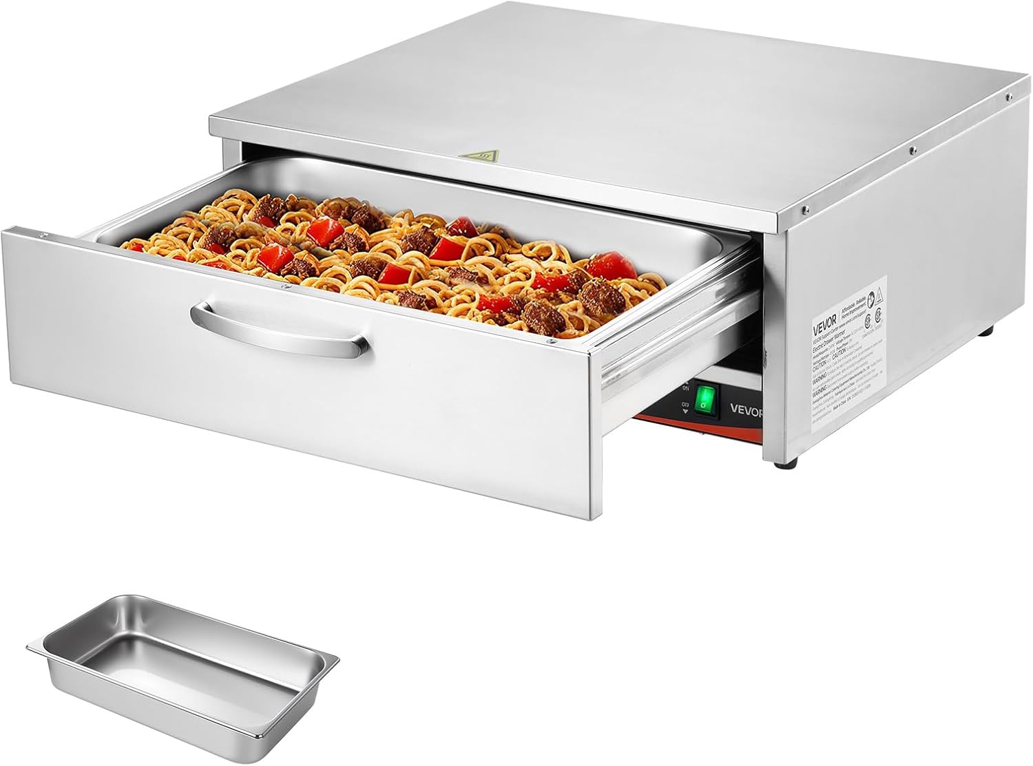VEVOR Commercial Electric Drawer Warmer, Single-Drawer Stainless Steel Food Warmer, Freestanding Compact Warming Drawer Cabinet, 85°F–185°F Wide Temperature Range, for Restaurant, Hotel & Bakery
