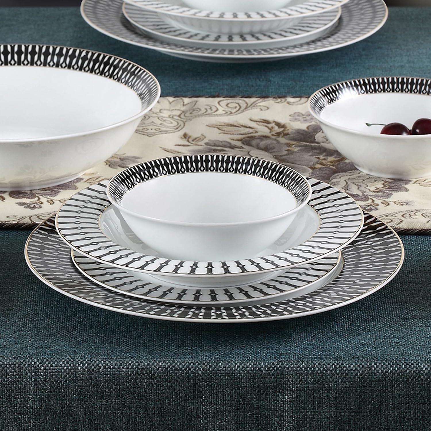 24 Piece Dinnerware Set-Fine China, Service for 4 by Lorren Home Trends