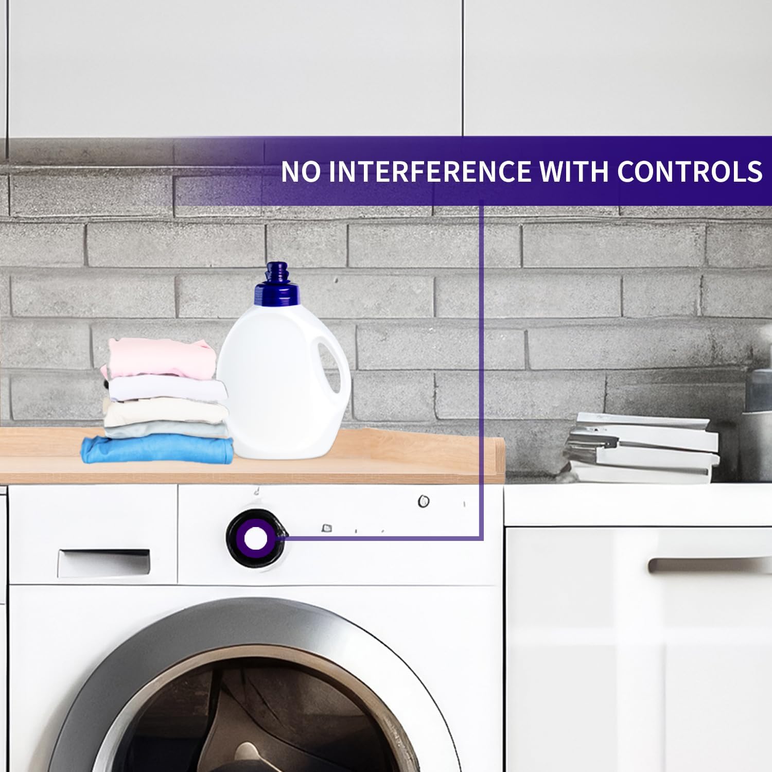 Life Finds 54 inch Washer Dryer Countertop with Safety Ledge for Laundry Room Organization, Light Wood, LF-WDCT1C