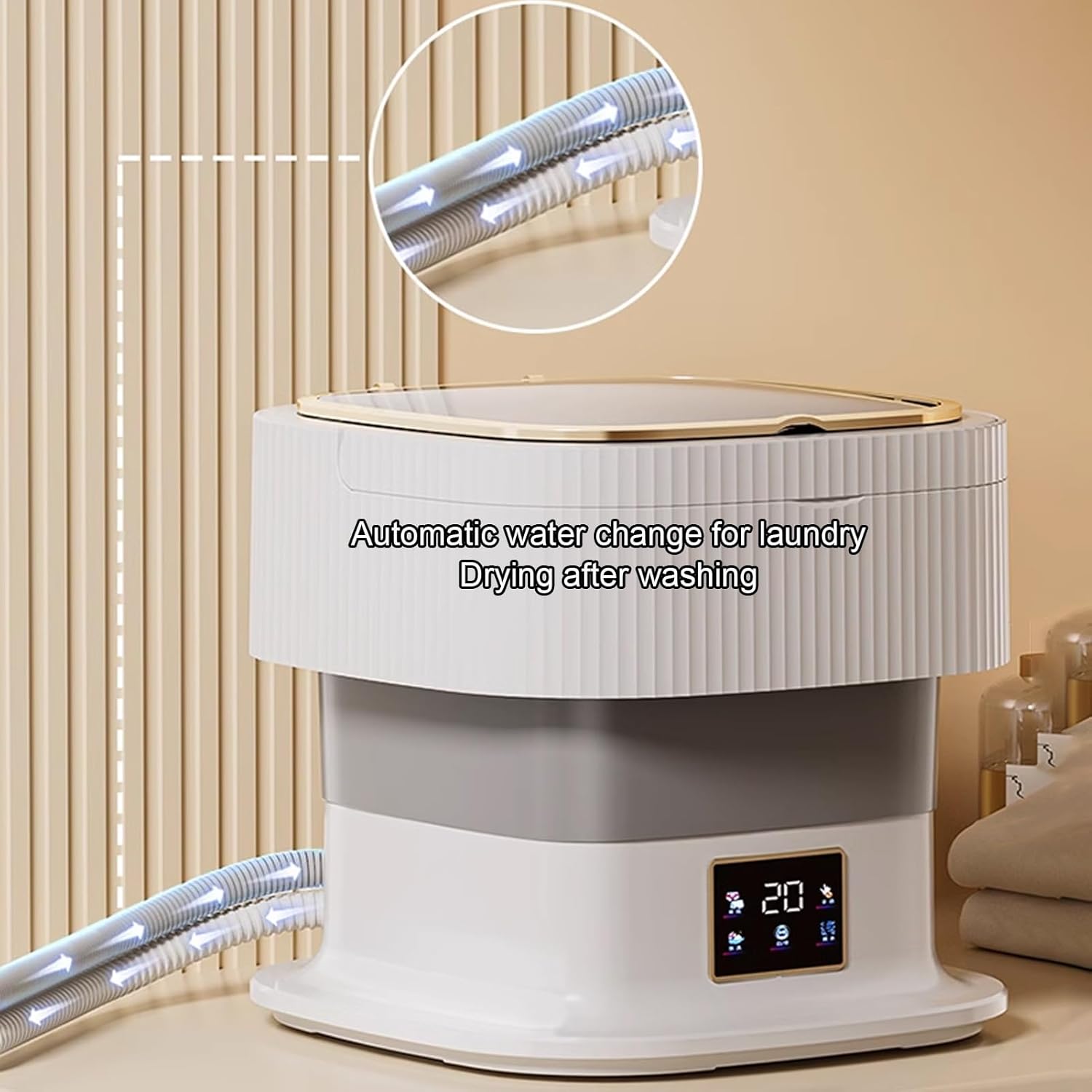 Mini Portable Washing Machine , 18L Upgraded Large Capacity Foldable Washer, Small Washing Machine, Travel Washing Machine, Deep Cleaning of Underwear,baby Clothes,for Apartments,Dorm,Camping(Gray)