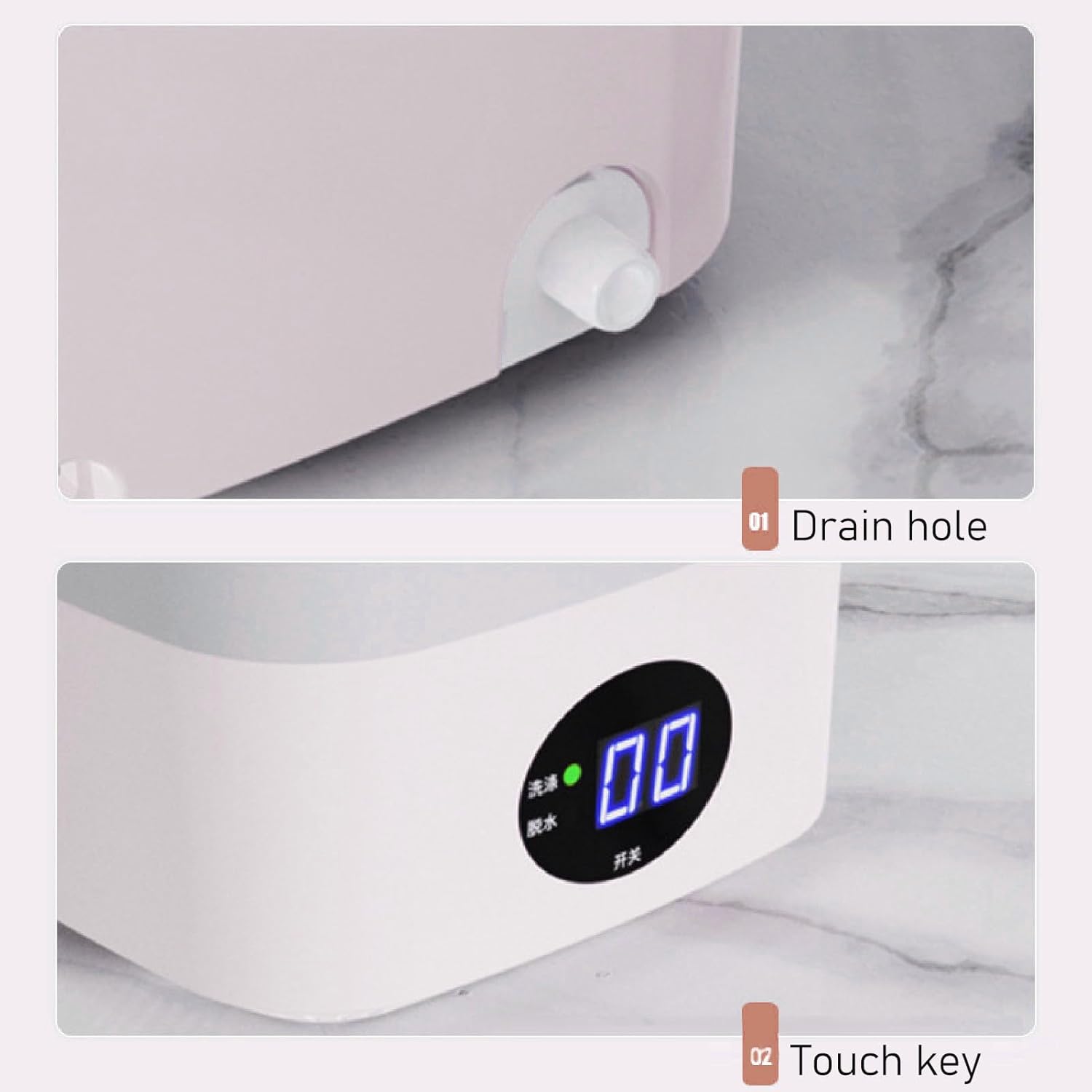 Portable Washing Machine, 6L Foldable Automatic Washing Machine, with LCD Panel Display, Built in Spin Dryer for Baby Clothes, Underwear Or Small Items, Apartment, Laundry Room, Camping(Pink)