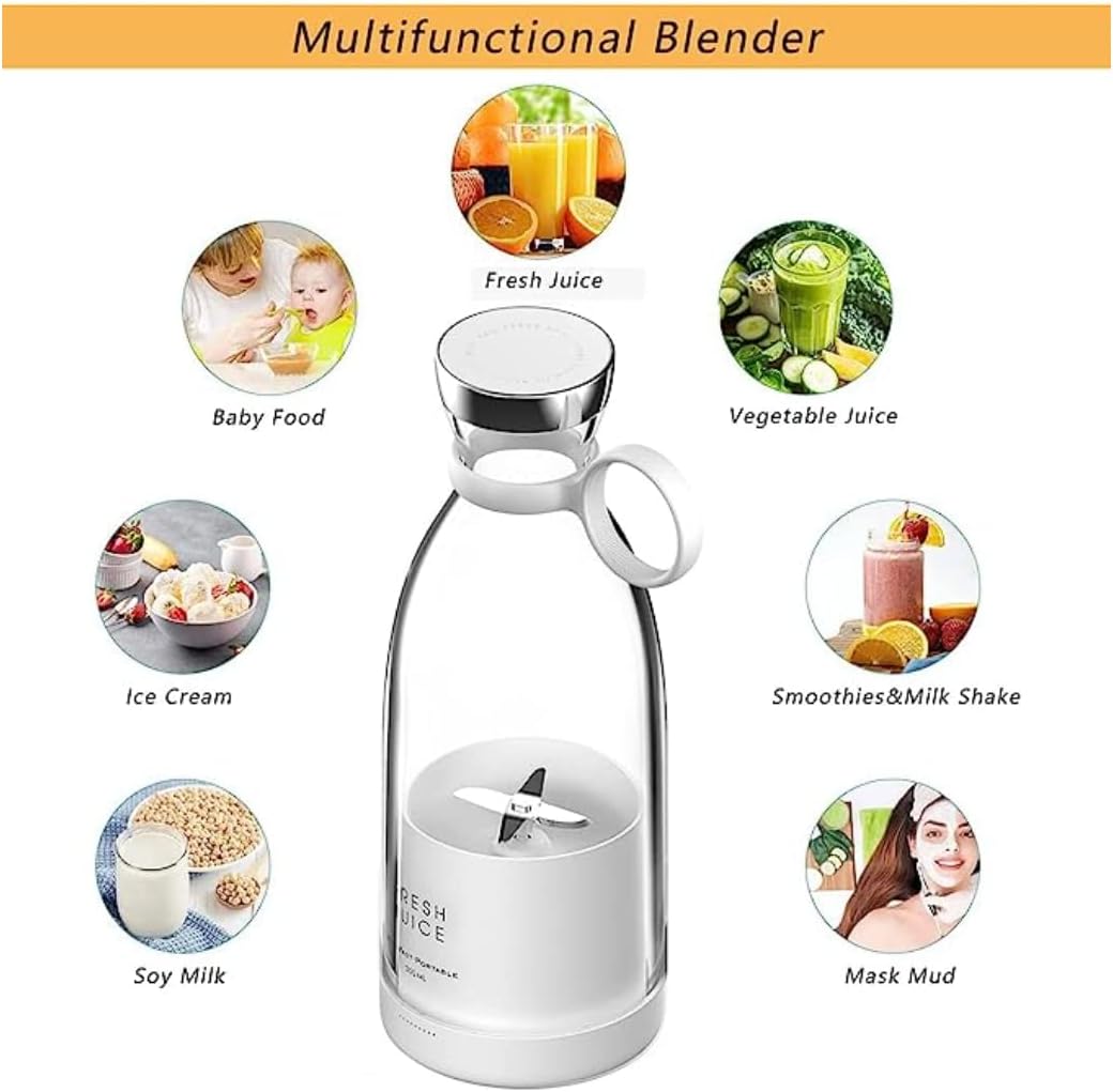 Fresh juice, Mini Fast Blender, Battery Powered USB Blender (White)