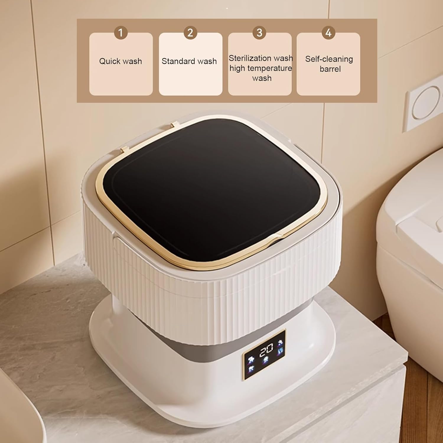 Mini Portable Washing Machine , 18L Upgraded Large Capacity Foldable Washer, Small Washing Machine, Travel Washing Machine, Deep Cleaning of Underwear,baby Clothes,for Apartments,Dorm,Camping(Gray)