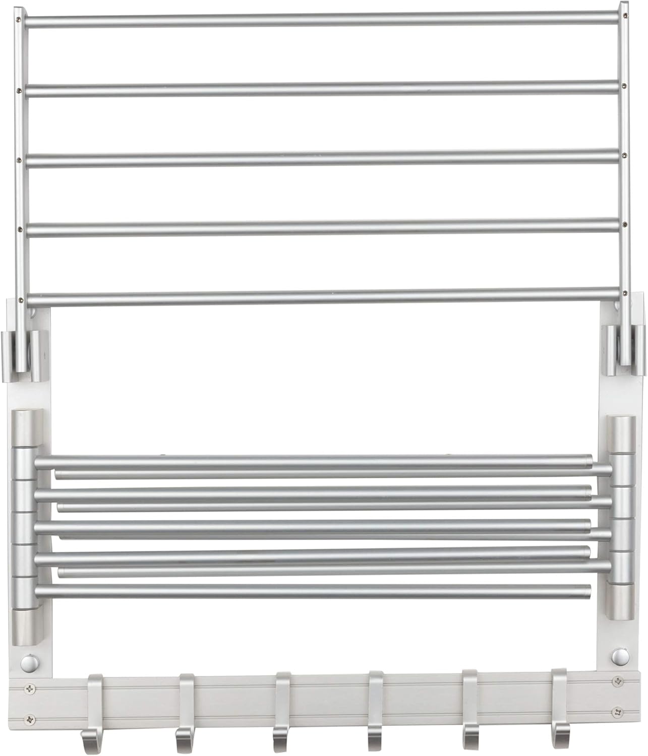 brightmaison BGT Wash Clothes Drying Rack Wall Mount Laundry Room Organizer with Hooks & Swing Arms, 17