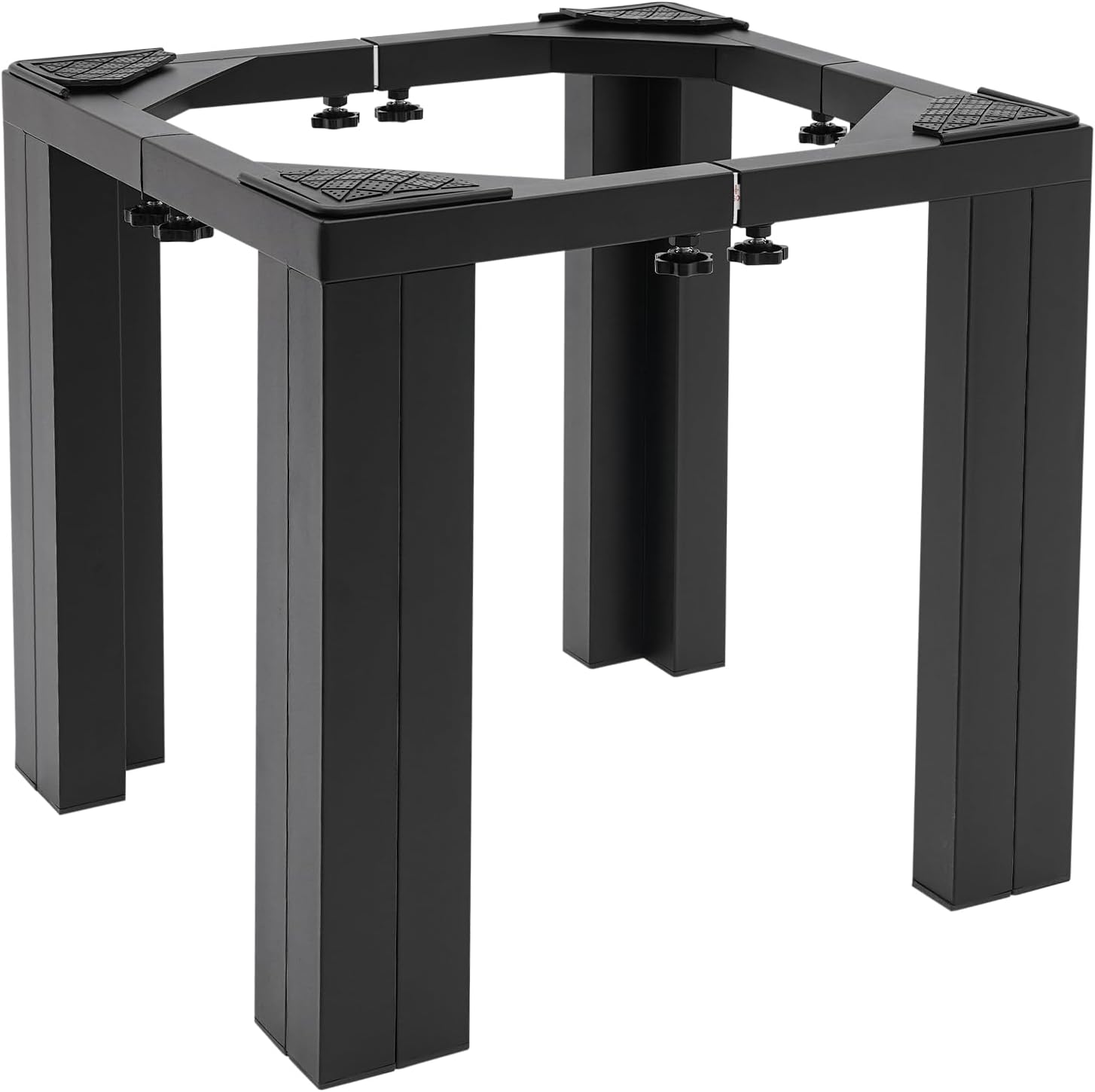 Stainless Steel Washing Machine Stand, Length and Width Adjustable Laundry Pedestal, 1200Lbs Capacity Washer and Dryer Pedestal for Bathrooms, Laundry Rooms (Black, 16'' H)