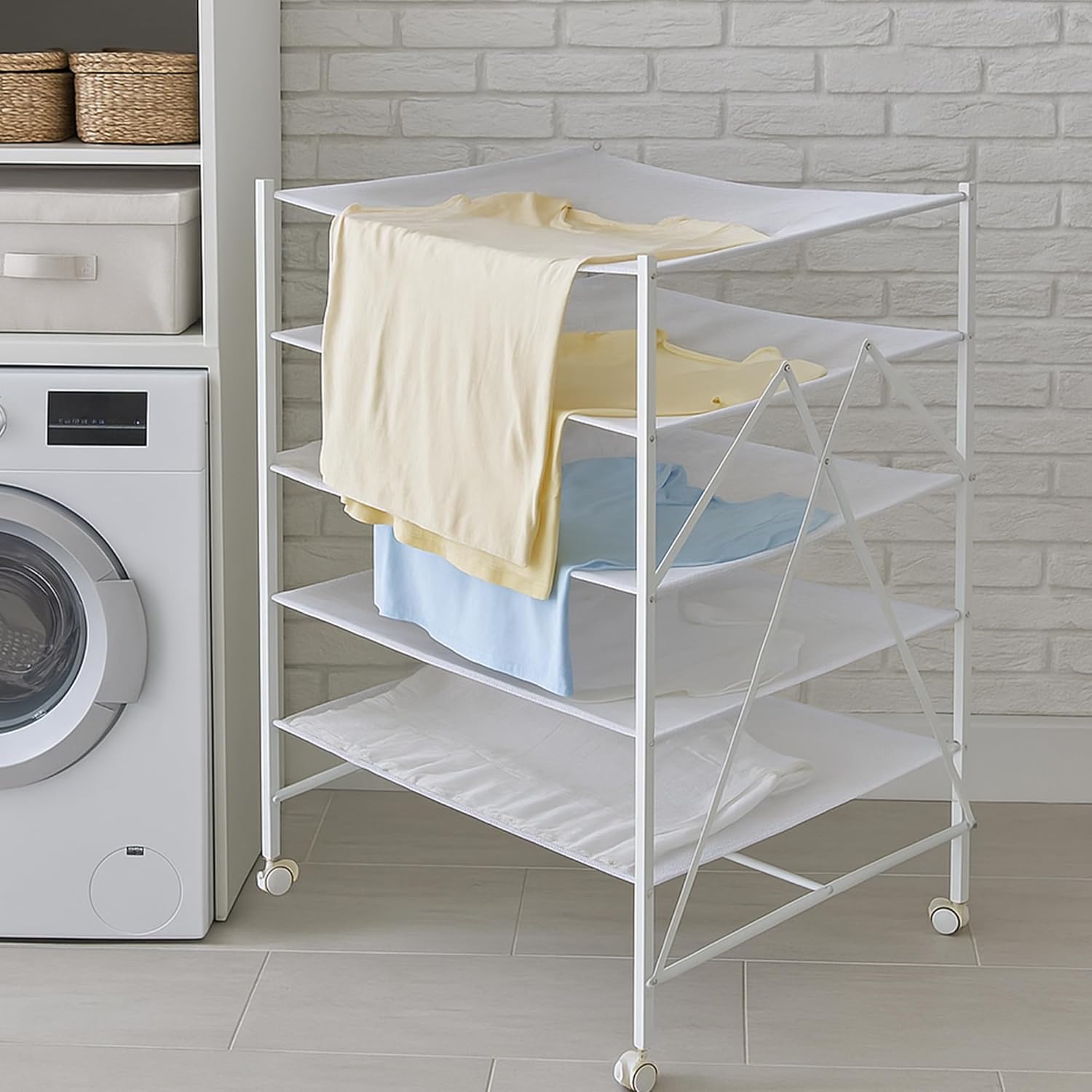 Honey-Can-Do 5-Tier Mesh Laundry Drying Rack – Soft Nylon for Sweaters, Delicates & Fine Washables – Foldable and Easy to Store