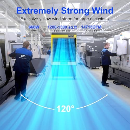 MEPTY 70IN Portable Swamp Cooler, 14715CFM Evaporative Air Cooler, 53Gal Tank with Continuous Auto Fill, 120°Oscillation, 3Speed Evaporative Cooler for Outdoor Patio, Garage, Factory Use