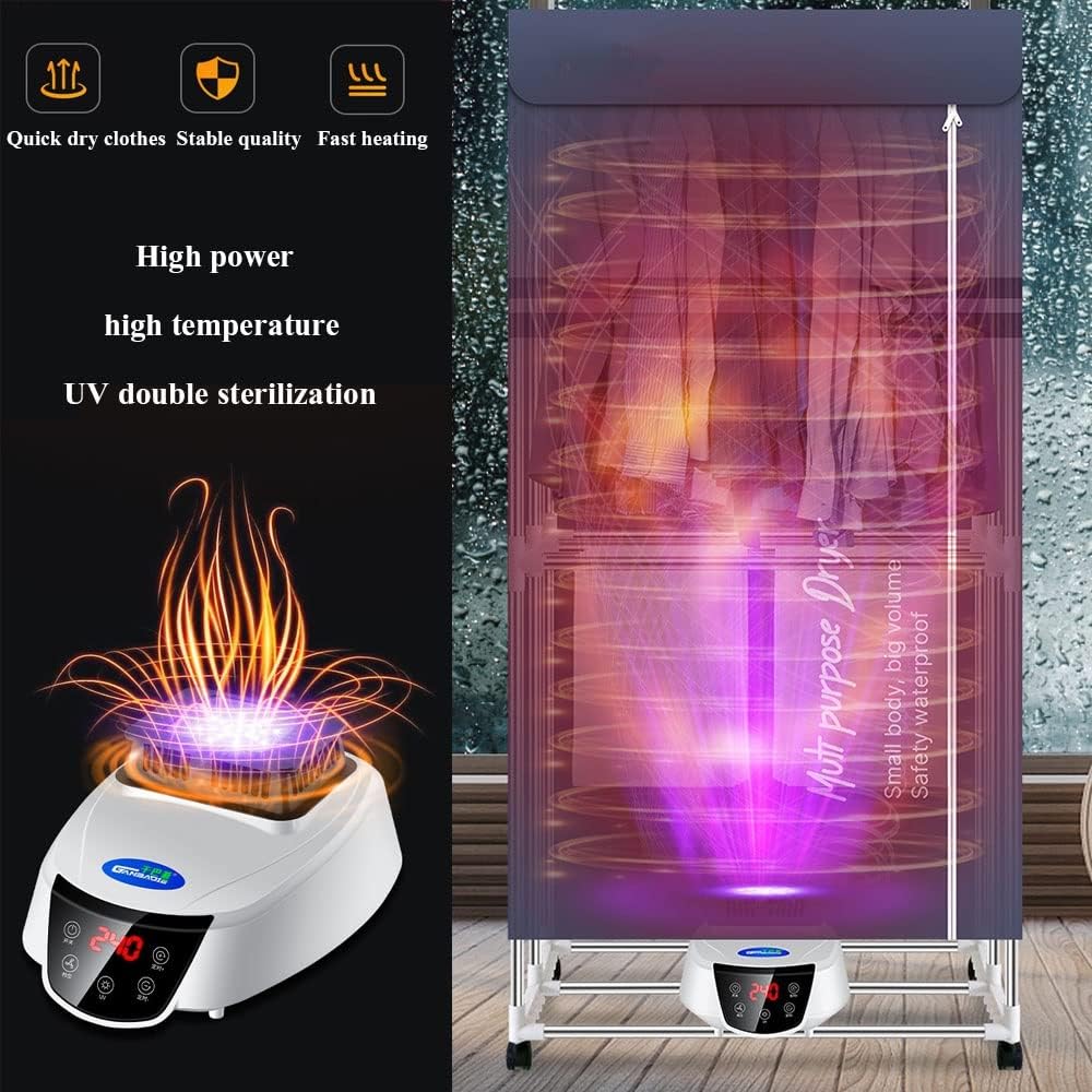 Portable Electric Clothes Dryer Airer,Apartment Clothes Dryer Machine,2300W Foldable Heater Laundry Drying Rack with Remote Control Adjustable Timer Low Noise for House Living Room The New