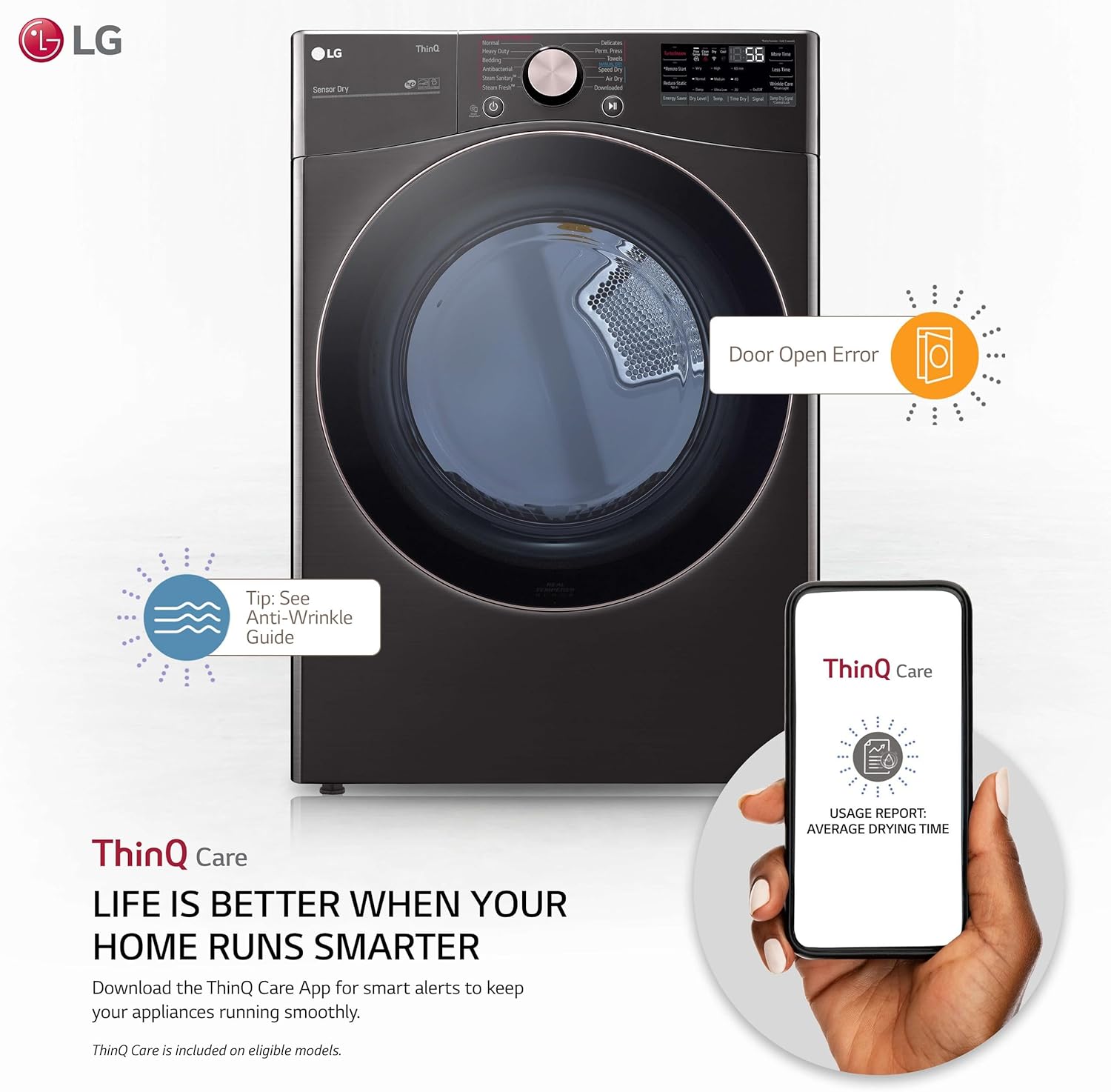 LG DLEX4000B 7.4 cu. ft. Ultra Large Capacity Smart wi-fi Enabled Front Load Electric Dryer