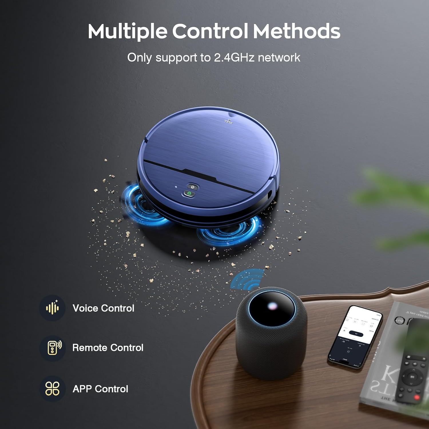 Robot Vacuum and Mop Combo, 2 in 1 Robotic Vacuums Cleaner with WiFi/App, Robot Vacuum with Water Tank, Strong Suction, Schedule, Self-Charging, Quiet, for Hard Floor, Pet Hair, Low Pile Carpet