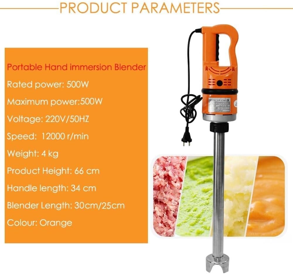 500W Heavy Duty Commercial Immersion Blender - Variable Speed Hand Stick Blender for Soup, Smoothie, Puree - 250mm/300mm Stick (300mm stirring rod)