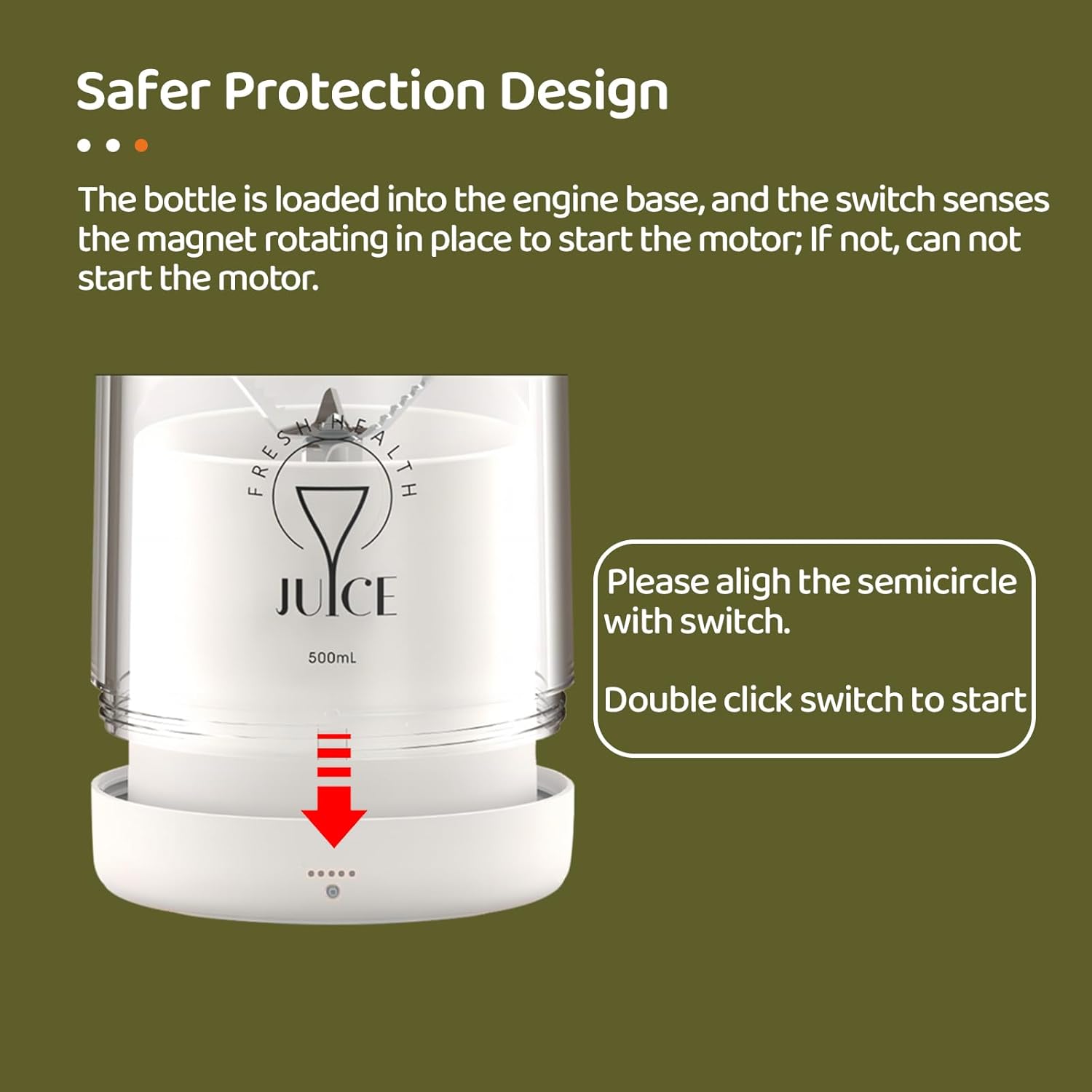 Asa Vea Mini Blender for Smoothies and Milkshakes, Portable Blender, Rechargeable, Personal Size Blender with Quota Outer Travel Lid with 6 Blades, 17 oz for Outdoors, Camping (White-550ml)