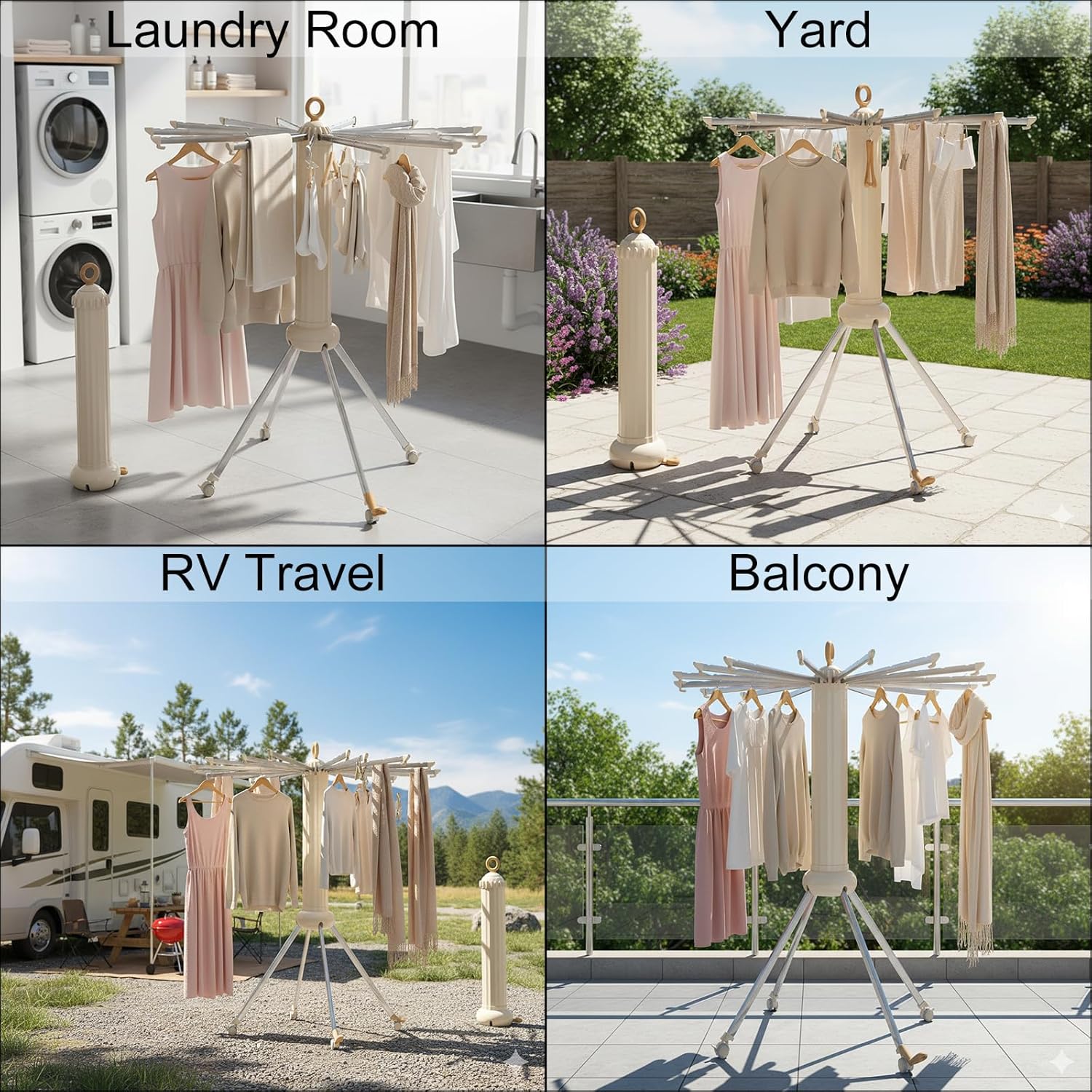 Clothes Drying Rack Foldable Clothing Racks Collapsible Laundry Drying Rack Folding Drying Racks for Clothes, Used for Indoor, RV, Dorm, Yard, Camping, Outdoor