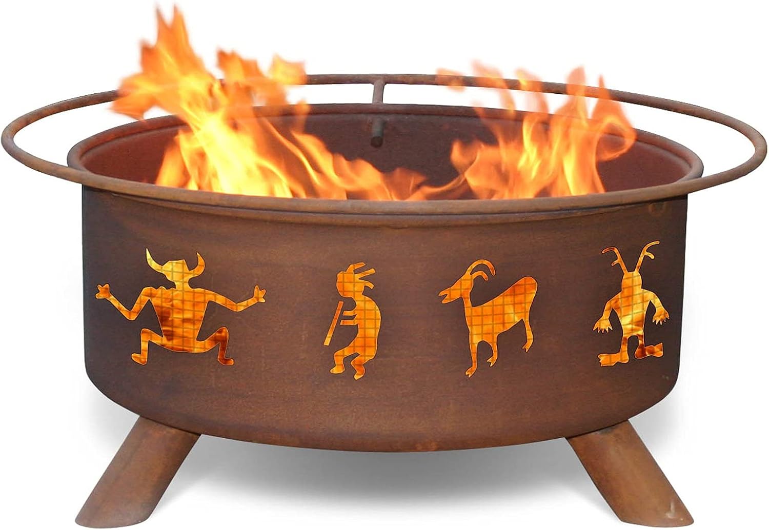 Patina Products F112 Kokopelli Steel Outdoor Fire Pit - 24 x 24 x 11 inch - Natural Rust Patina Finish