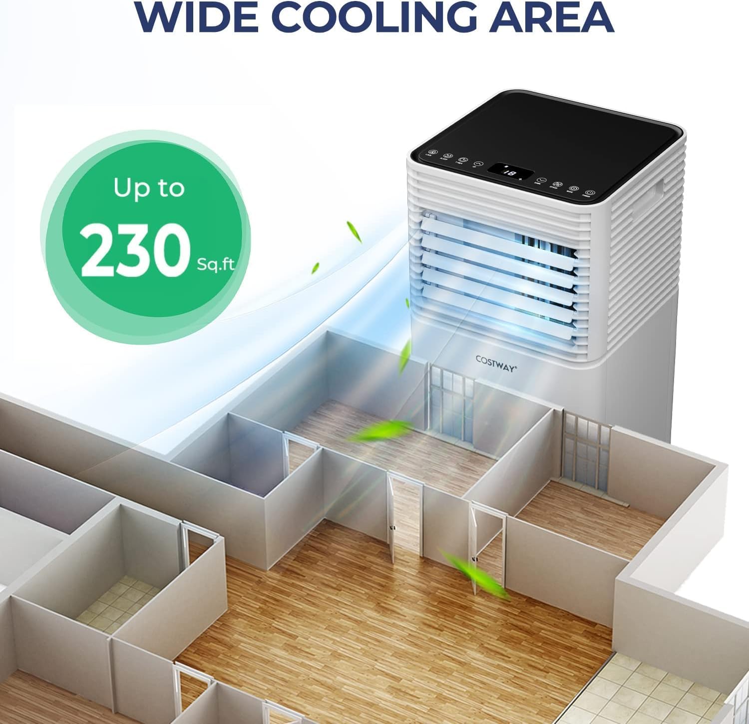 COSTWAY Portable Air Conditioner, 8000 BTU AC Unit Spaces up to 230sq.ft, with Remote Control, 24H Timer & Window Venting Kit, Sleep Mode, Suitable for Bedroom, Living Room, Office (Black, 8000BTU)