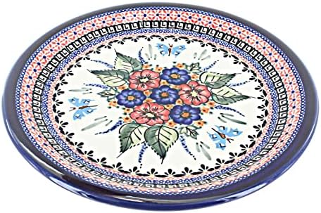 Blue Rose Polish Pottery Floral Butterfly Dinner Plate