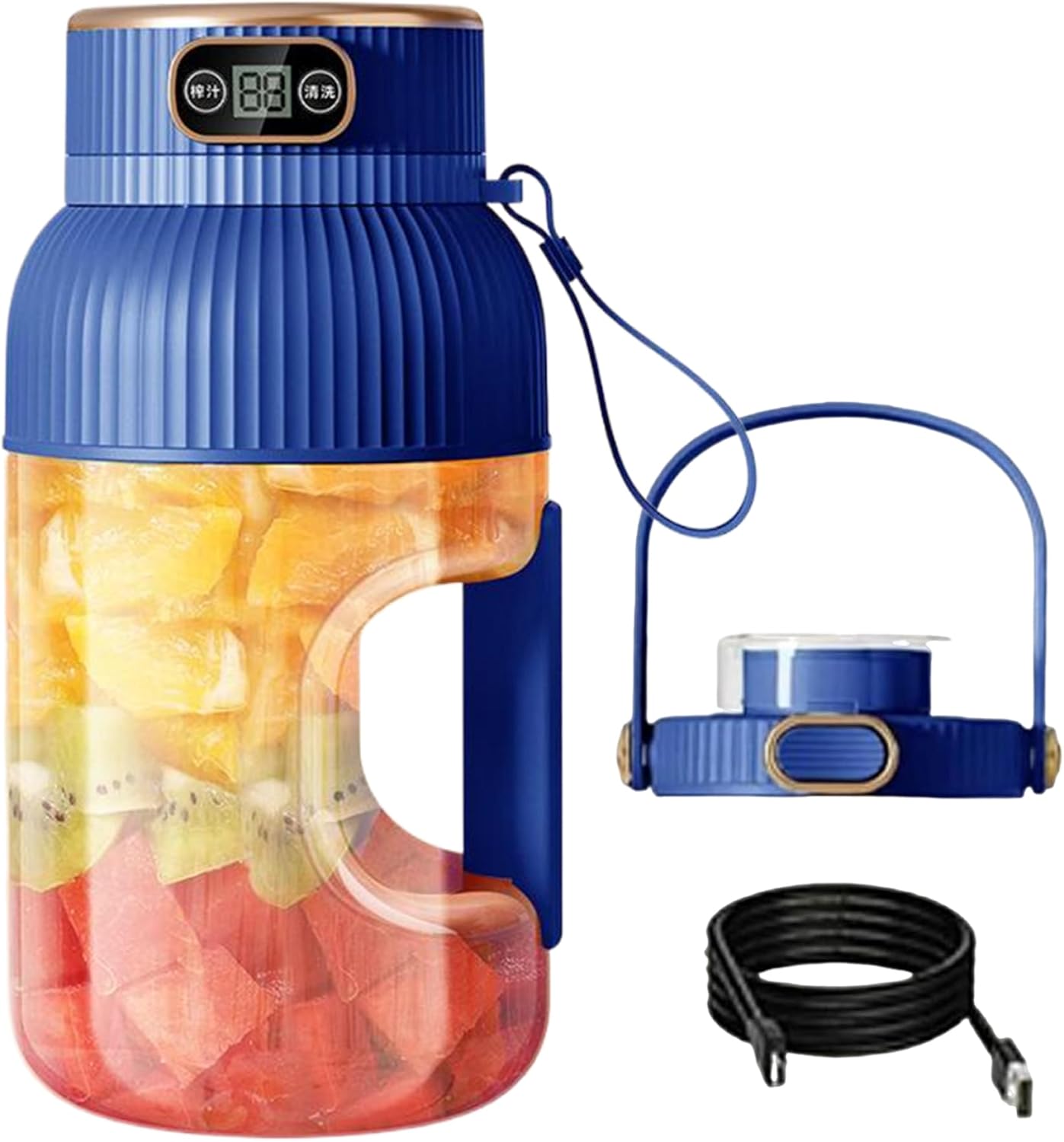 Portable Blender Large Capacity Portable Juicer Blender 10 Blades Electric Personal Blenders with Anti-slip Handle Juicer Cup with Digital Display Blender Personal Size Blenders