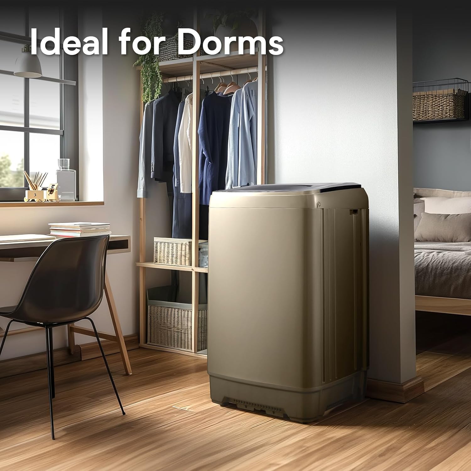 Portable Washing Machines 17.8LBS Full Automatic Clothes Washer and Spinner Combo with 10 Programs and 8 Water Levels, Compact Laundry Wash Spin Dryer for Apartment RV Dorm Home, Gold