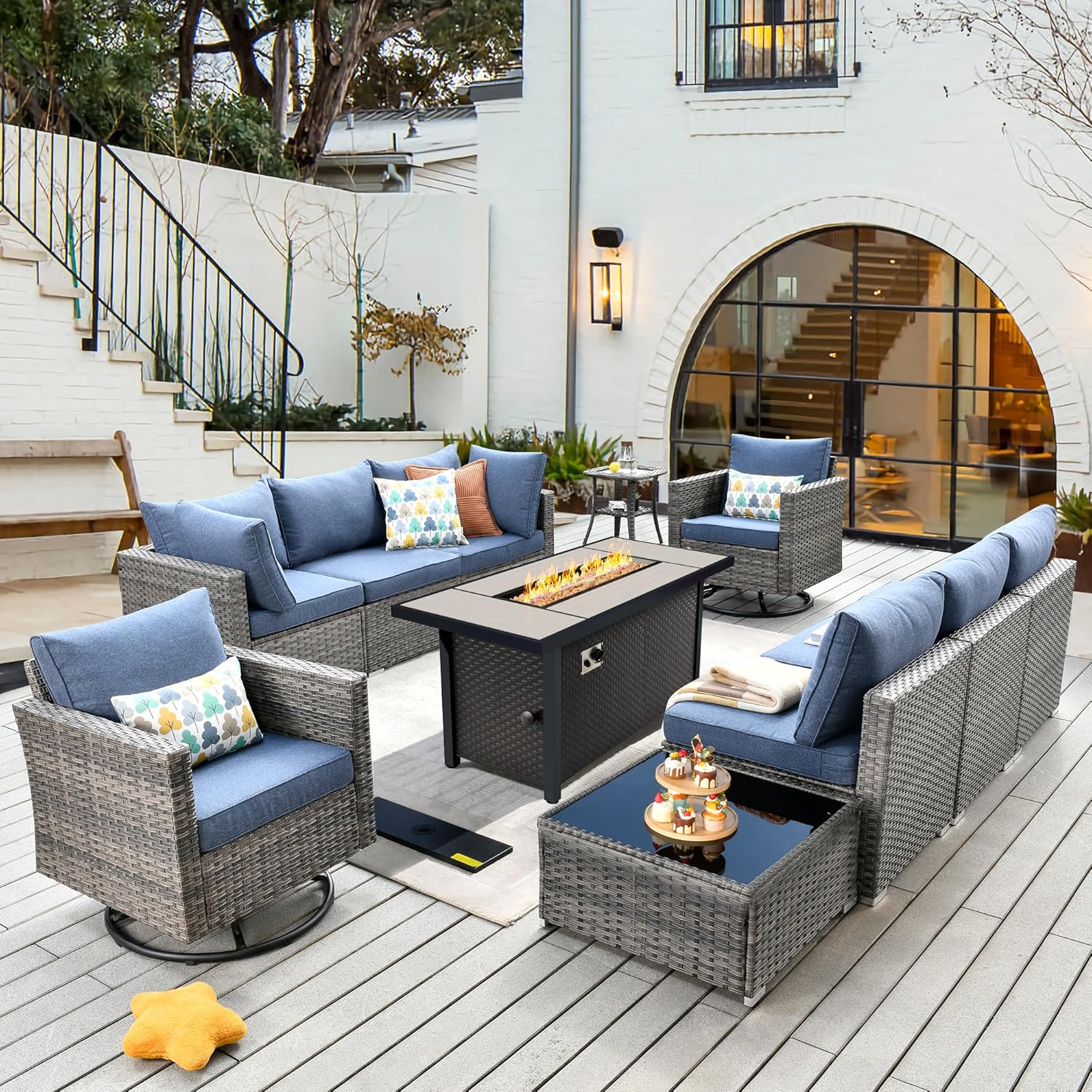 11 Piece Outdoor Patio Furniture Set with 53