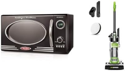 Nostalgia Retro Countertop Microwave Oven & Eureka Powerful Bagless Upright Carpet and Floor Airspeed Ultra-Lightweight Vacuum Cleaner, w/Replacement Filter, Green