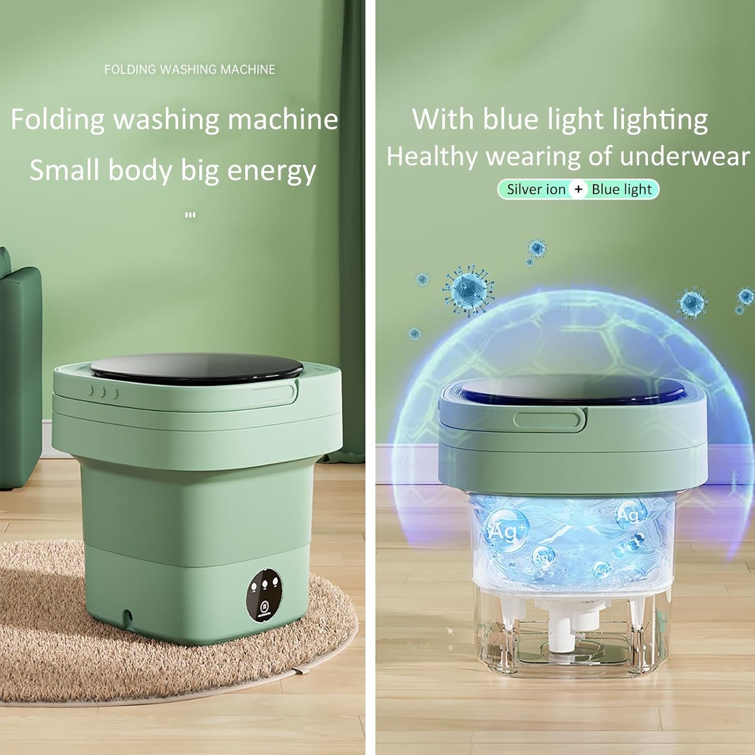 Portable Washing Machine, Foldable Mini Washing Machine, Touch Buttons, with Drainer Basket, Baby Washing Machine, for Camping, Rv, Travel, Small Spaces (Color : Pink, Size : 8L)