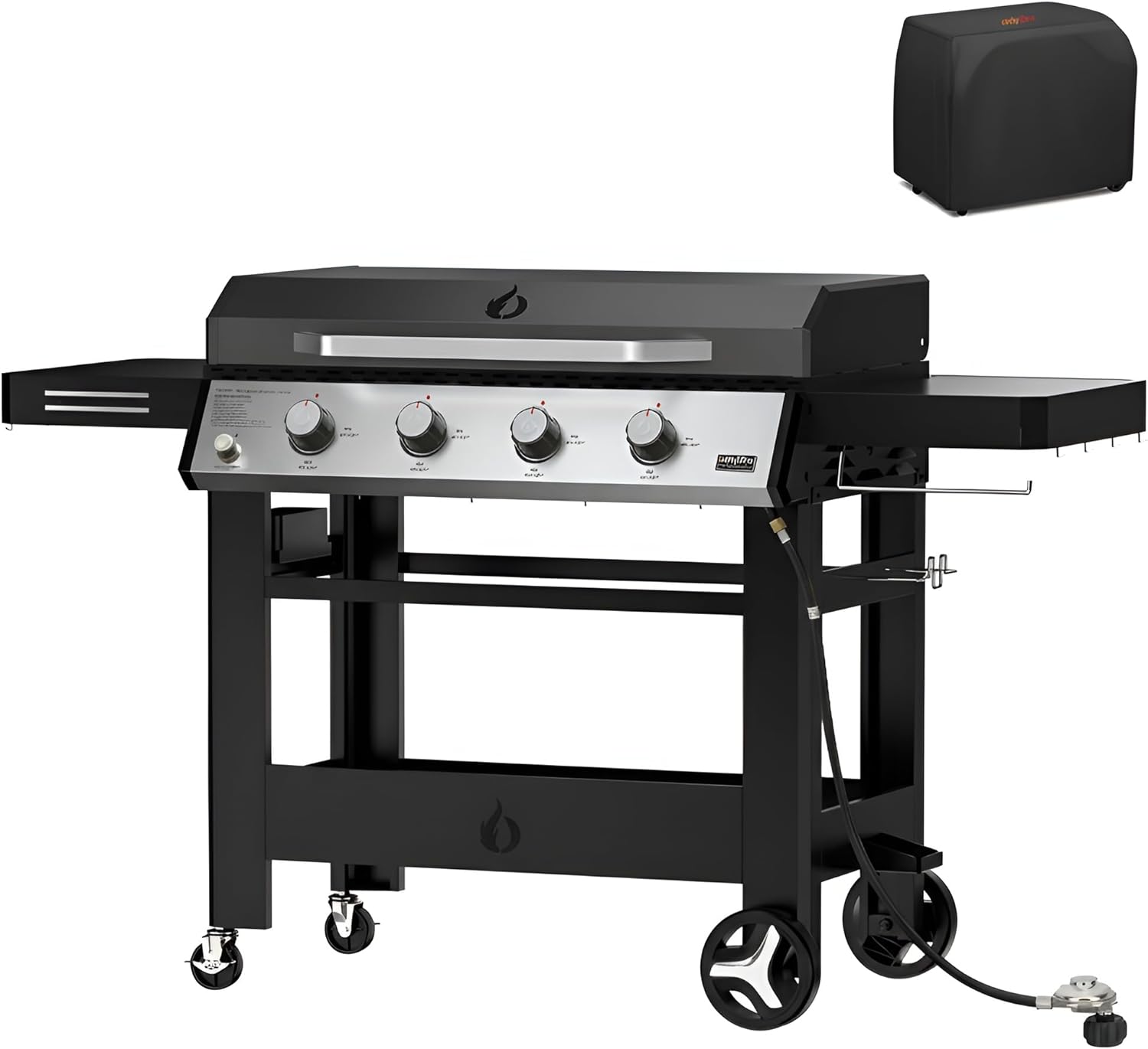 Heavy Duty Propane Gas Griddle 4-Burner with Waterproof Cover, Premium Flat Top Gas Grill with 555 sq.in Cooking Area, Outdoor BBQ Stove for Patio Barbecue Backyard Party, GS352