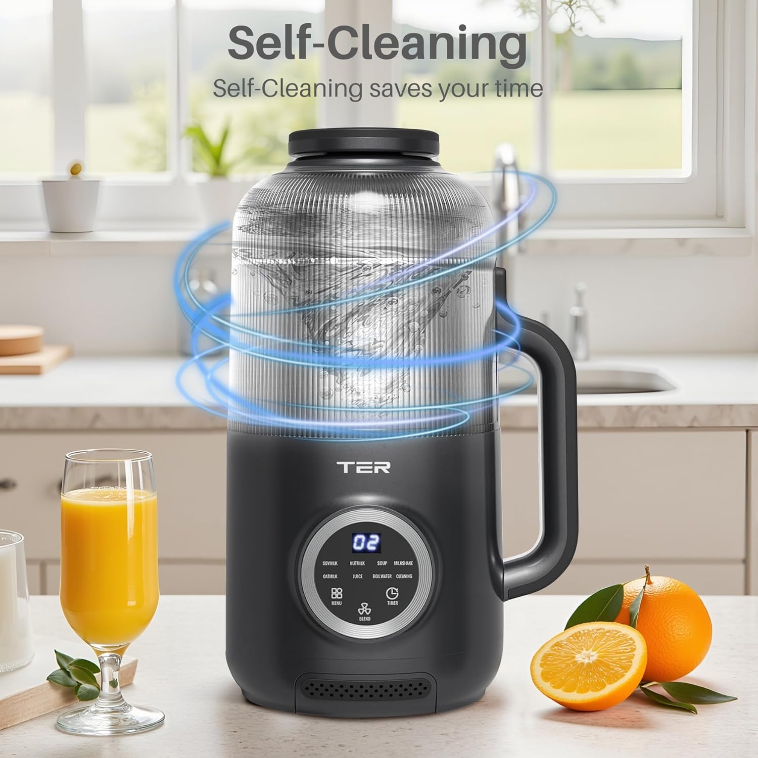 10 in 1 Nut Milk Maker Blender, 40OZ Automatic Homemade Soy Milk Maker Machine for Oat Milk, Nutmilk, Juice, Grains, Almonds Milk Maker with Delay Start/Keep Warm/Boil Water, Black