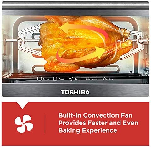 Toshiba AC25CEW-BS Digital Toaster Oven & EM131A5C-BS Microwave Oven with Smart Sensor, Easy Clean Interior, ECO Mode and Sound On/Off, 1.2 Cu.ft, Black Stainless Steel